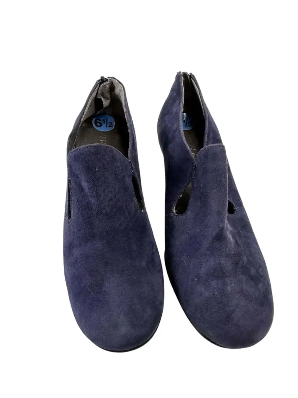 Aerosoles Navy Suede Shooties Cutout Back Zip Block Heel Comfort Womens 6.5